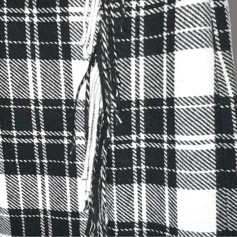 Talbots fringe wrap black and white ice plaid ! New